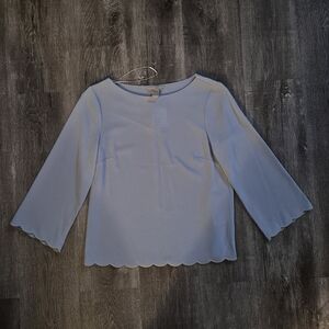 H&M Light Blue Scalloped Hem Blouse